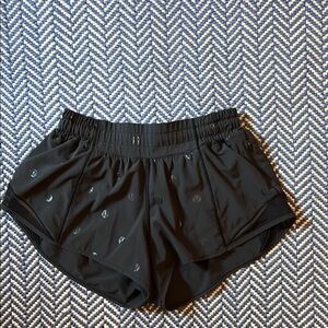 Lululemon Limited Edition Black Logo Print Hotty Hot Shorts 2.5” inseam